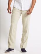 Marks & Spencer Regular Fit Linen Rich Trousers Light Stone