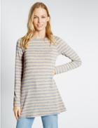 Marks & Spencer Striped Long Sleeve Tunic Grey Mix