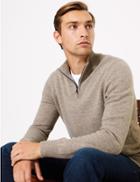 Marks & Spencer Lambswool Half Zip Top Nutmeg