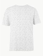 Marks & Spencer Cotton Bird Print T-shirt White Mix