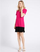 Marks & Spencer Colour Block Short Sleeve Tunic Dress Pink Mix