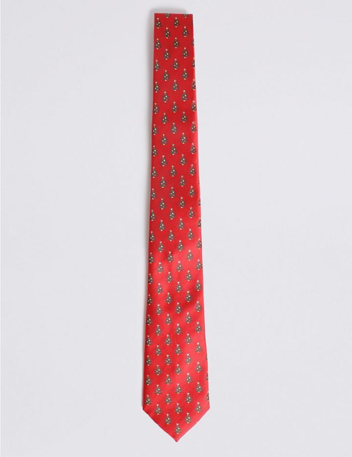 Marks & Spencer Christmas Trees Tie Red Mix
