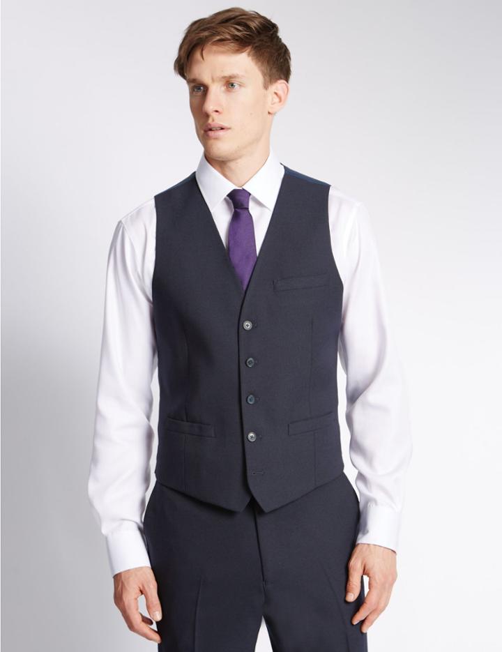 Marks & Spencer Navy Modern Slim Fit Waistcoat Navy