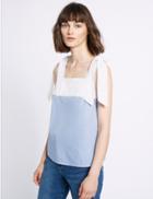 Marks & Spencer Pure Cotton Striped Poplin Tie Vest Top Blue Mix
