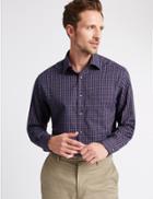 Marks & Spencer Pure Cotton Regular Fit Shirt With Pocket Navy Mix