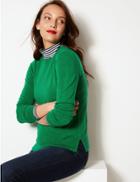 Marks & Spencer Cashmilon&trade; Round Neck Long Sleeve Jumper Emerald