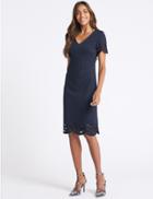 Marks & Spencer Cutwork V-neck Short Sleeve Tunic Dress Navy