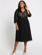 Marks & Spencer Curve Lace &frac34; Sleeve Lace Top Dress Black