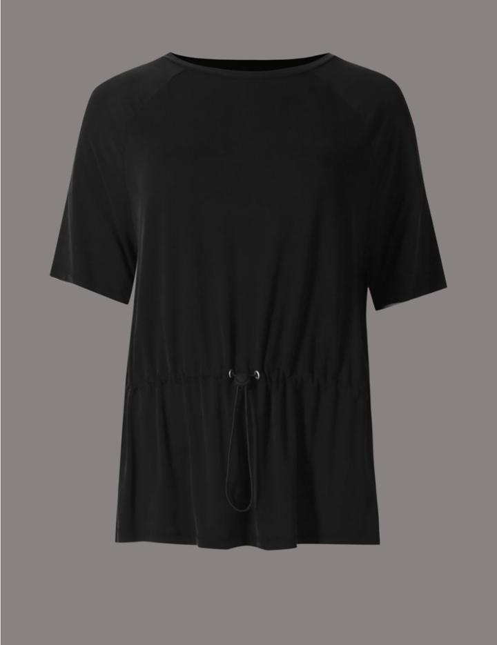 Marks & Spencer Drawstring Short Sleeve Jersey Top Black