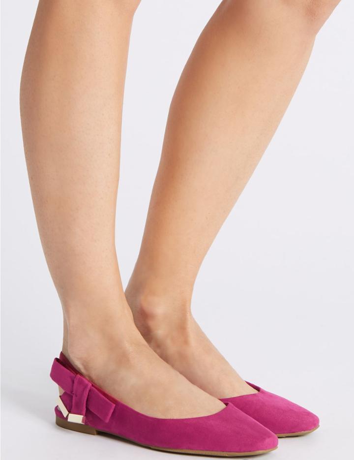 Marks & Spencer Elastic Square Toe Slingback Court Shoes Pink