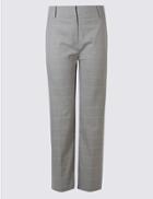 Marks & Spencer Plus Checked Straight Leg Trousers Grey Mix