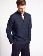 Marks & Spencer Easy Care Pure Linen Shirt Navy