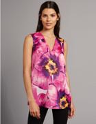 Marks & Spencer Floral Print V-neck Sleeveless Shell Top Fuchsia Mix