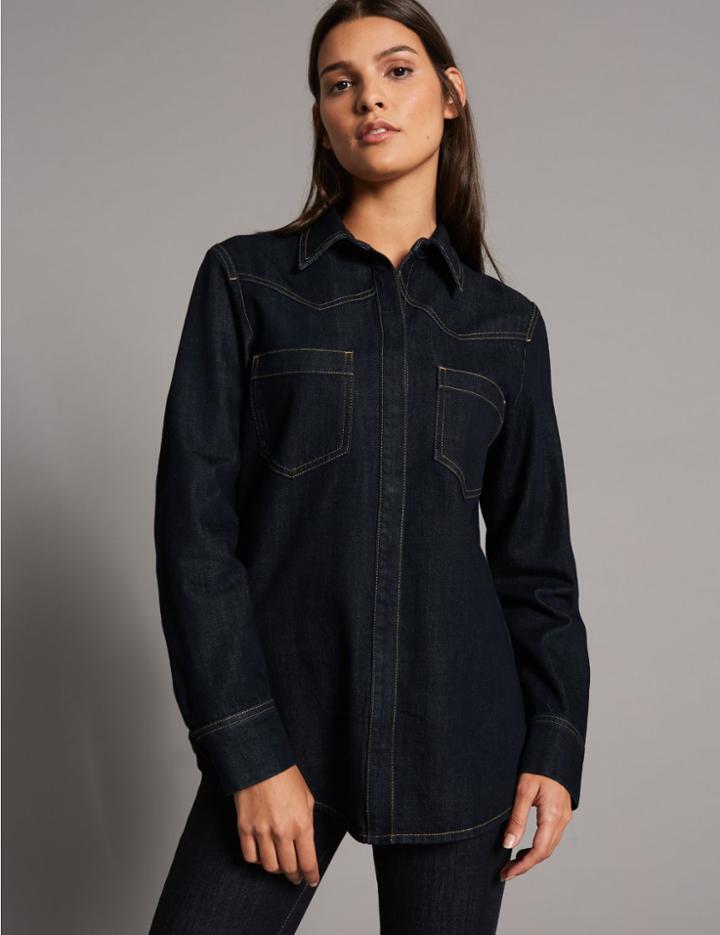 Marks & Spencer Cotton Rich Long Sleeve Denim Shirt Denim