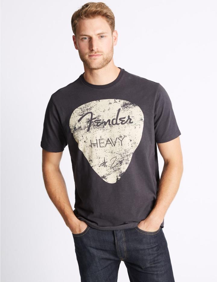 Marks & Spencer Pure Cotton Crew Neck T-shirt Dark Grey