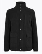 Marks & Spencer Cotton Rich Funnel Neck Jacket Black