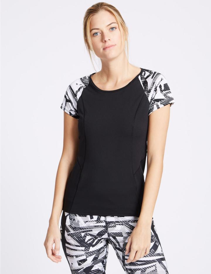 Marks & Spencer Printed Short Sleeve Top Black Mix