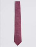 Marks & Spencer Pure Silk Textured Tie & Pocket Square Set Red Mix