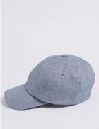 Marks & Spencer Linen Blend Textured Baseball Cap Navy