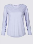 Marks & Spencer Scoop Neck Long Sleeve T-shirt Bluebell