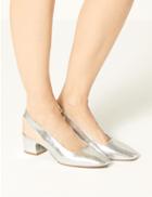 Marks & Spencer Square Toe Slingback Shoes Silver
