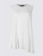 Marks & Spencer Asymmetric Hem Round Neck Sleeveless Tunic White