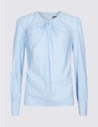 Marks & Spencer Pure Cotton Striped Twist Front Blouse Blue Mix