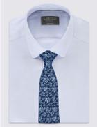 Marks & Spencer Pure Silk Floral Print Tie Periwinkle