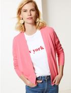 Marks & Spencer Textured Open Front Cardigan Pink