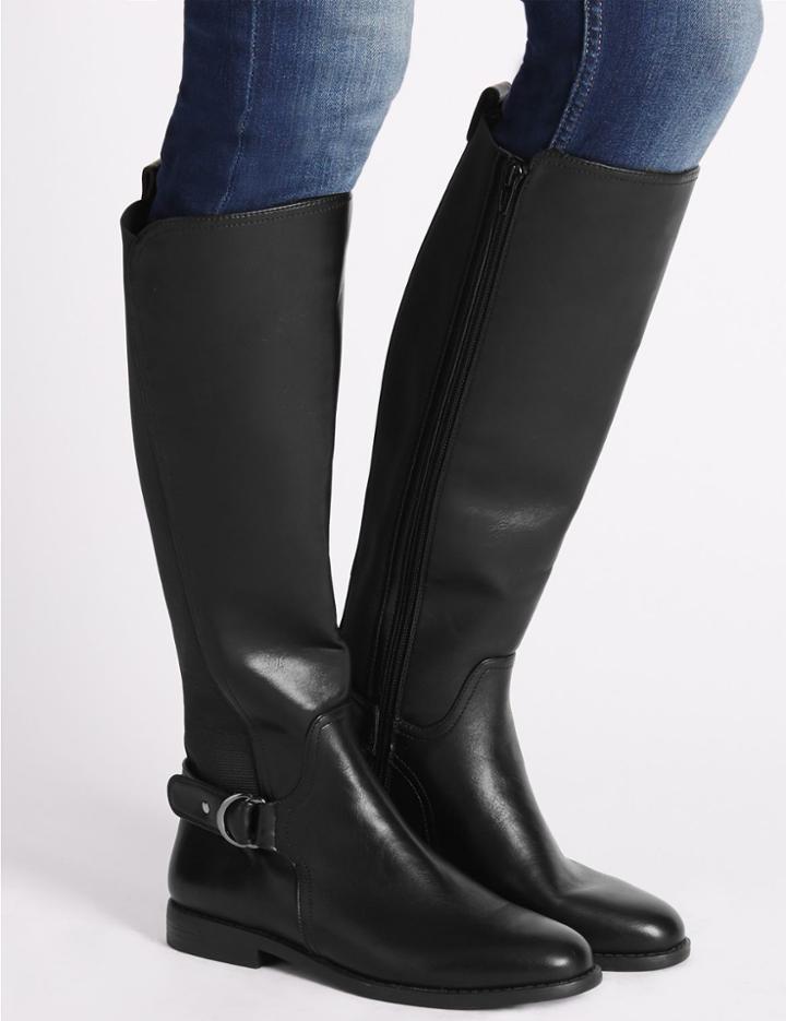 Marks & Spencer Block Heel Knee High Boots Black