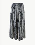 Marks & Spencer Printed Fit & Flare Maxi Skirt Navy Mix