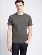 Marks & Spencer Slim Fit Pure Cotton Crew Neck T-shirt Khaki