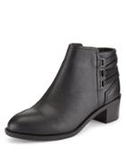 Marks & Spencer Leather Triple Strap Ankle Boots Black