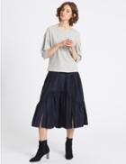 Marks & Spencer Cut About A-line Midi Skirt Navy