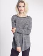 Marks & Spencer Slash Neck Long Sleeve Jersey Top Charcoal