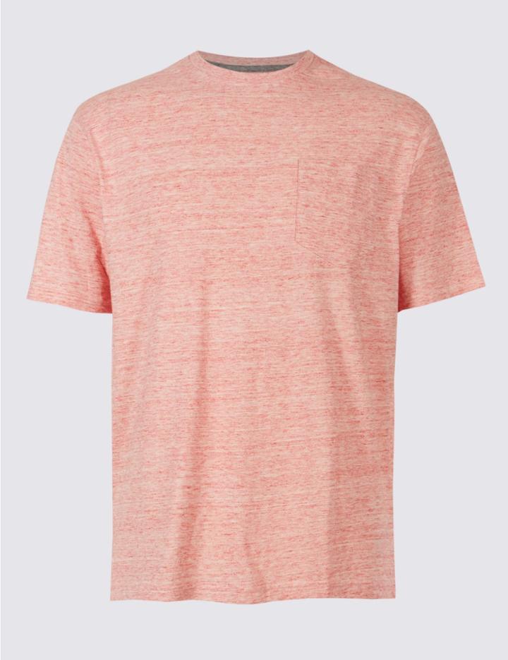 Marks & Spencer Pure Cotton Textured Crew Neck T-shirt Aqua Mix