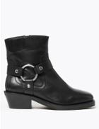 Marks & Spencer Leather Stirrup Ankle Boots Black