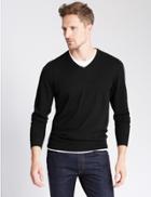Marks & Spencer Ribbed Trim Jumper Black