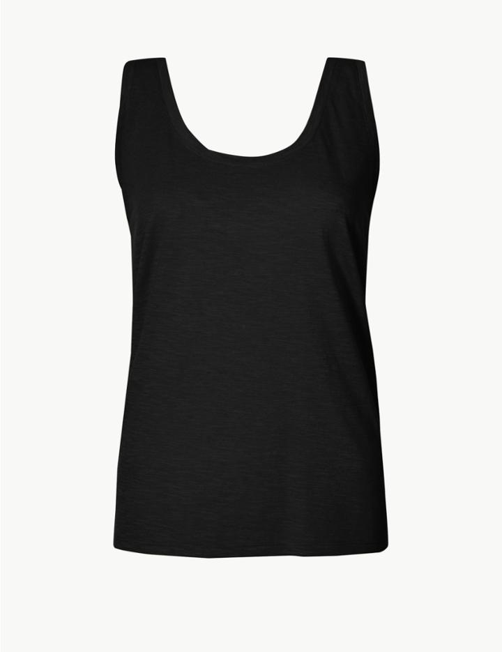 Marks & Spencer Scoop Neck Straight Fit Vest Top Black