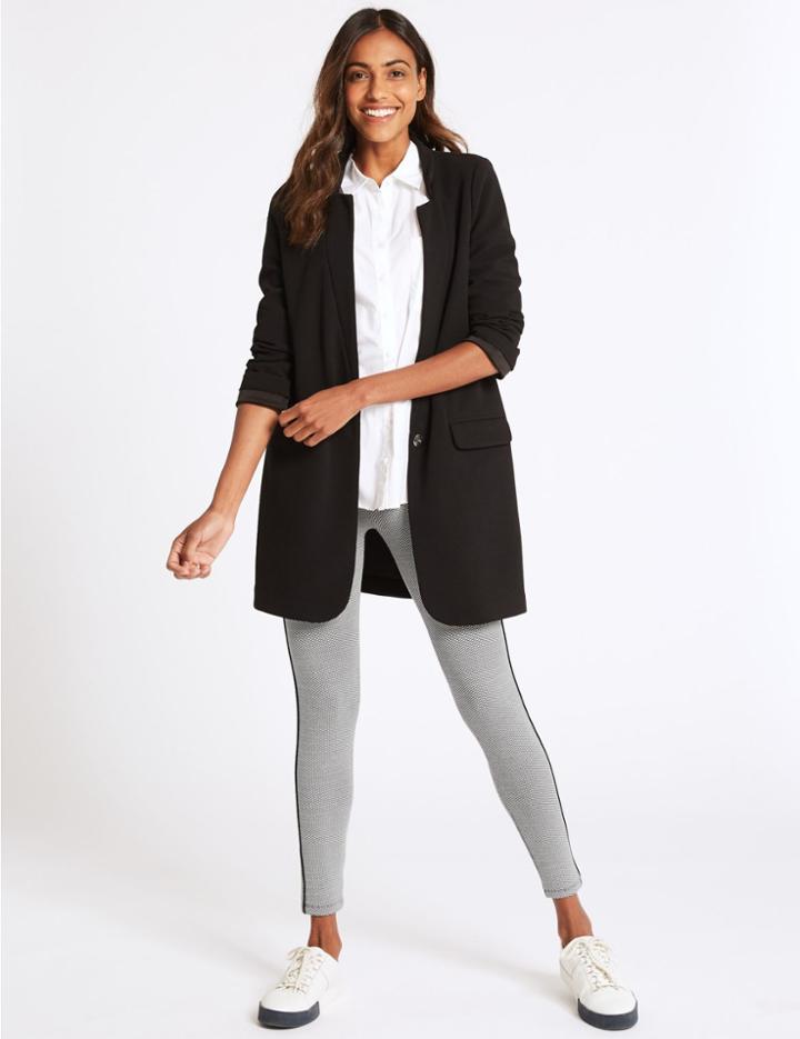 Marks & Spencer Jacquard Side Stripe Leggings Grey Mix