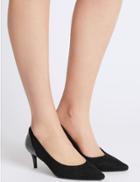 Marks & Spencer Kitten Heel Pointed Toe Court Shoes Black