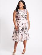 Marks & Spencer Curve Floral Print Cap Sleeve Skater Dress Pink Mix