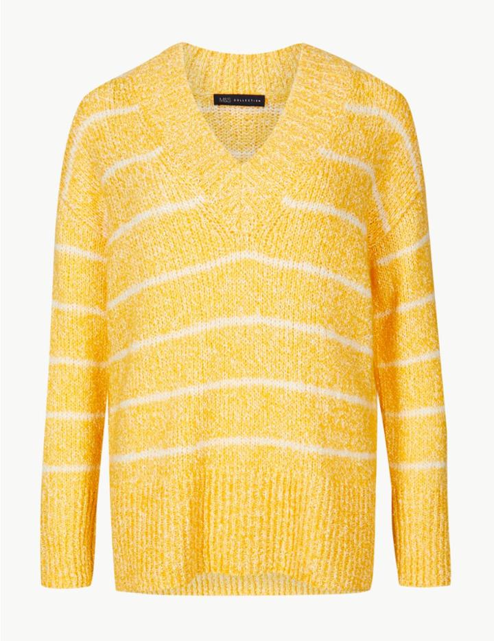 Marks & Spencer Textured V-neck Jumper Sun Gold