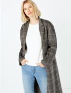 Marks & Spencer Checked Double Faced Overcoat Grey Mix