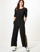 Marks & Spencer Star Print Half Sleeve Jumpsuit Black Mix