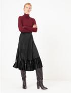Marks & Spencer Border Pleated Midi Skirt Black