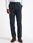 Marks & Spencer Navy Striped Tailored Fit Wool Trousers Navy