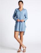 Marks & Spencer Pure Cotton Dipped Hem Beach Dress Chambray