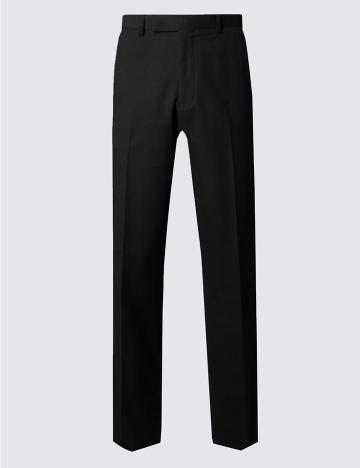 Marks & Spencer Black Regular Fit Wool Trousers Black