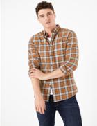 Marks & Spencer Brushed Cotton Check Flannel Shirt Orange